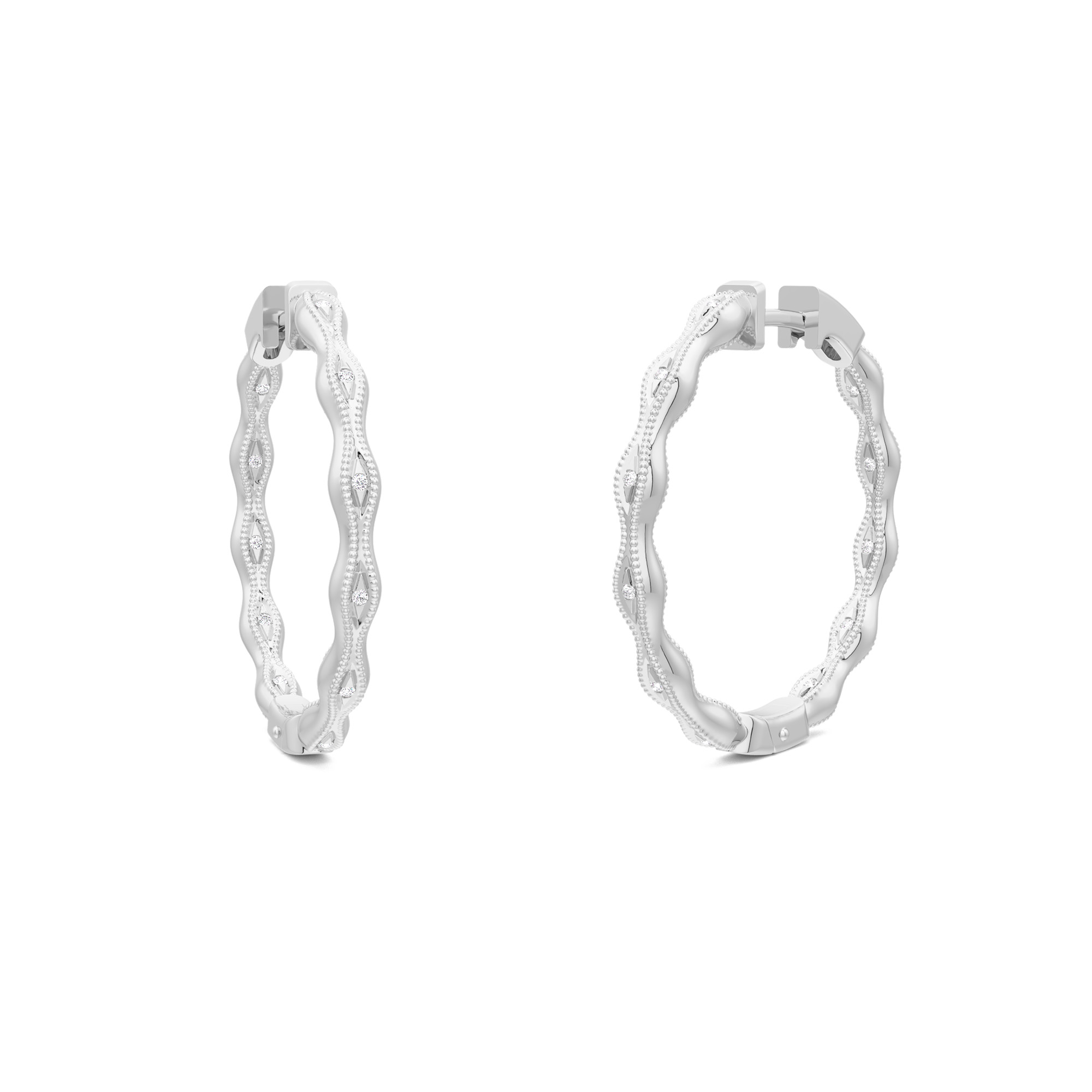 Single row bubble hoop earrings
