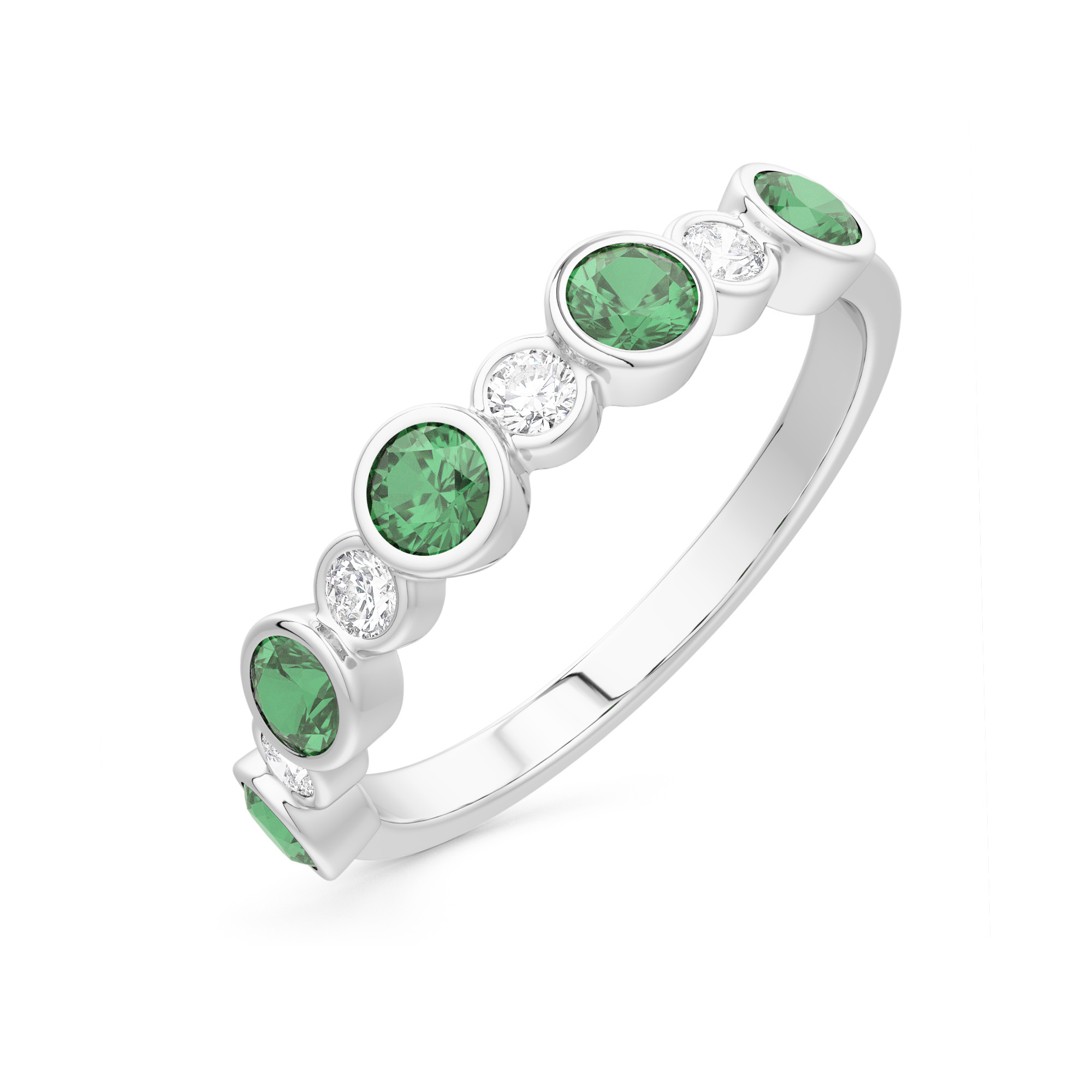 Emerald Half Bezel Eternity Band